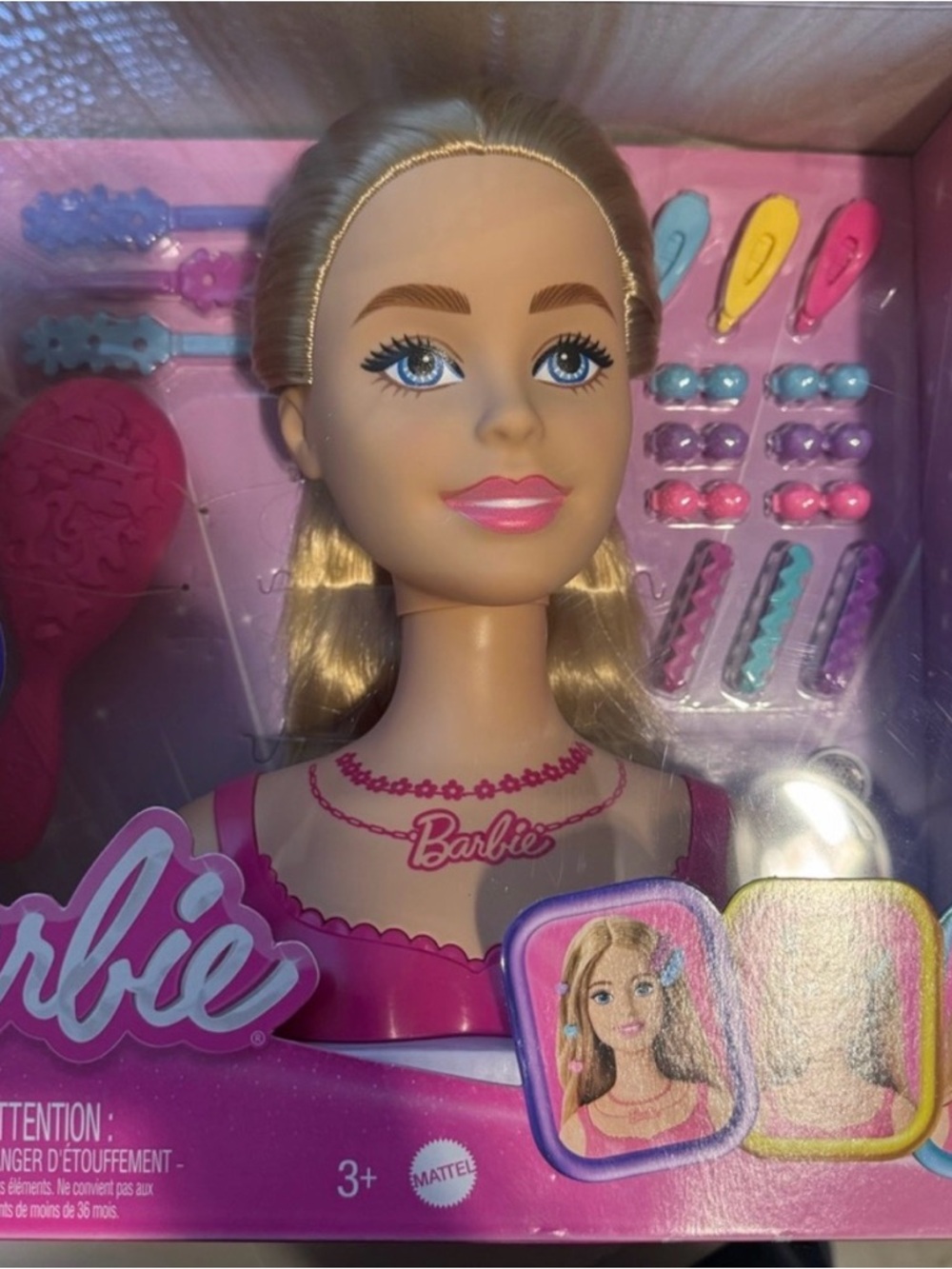Barbie Blonde Styling Head with Pink Accessories